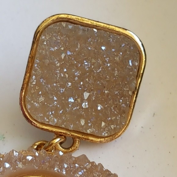 SUGARFIX ones Sparkle Gray Mauve Two Tone Druzy Drop Earrings - Picture 6 of 7